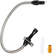 YESHMA Transmission Dipstick Stainless Braided Hose Compatible with Chevy TH-350/TH-400 Turbo SBC BBC 530mm -Firewall Mount(Black)