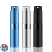 IRON BILL 8ML Mini Atomizer Perfume Travel (Matte BlackandSilverandBlue) Refi