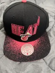 New Miami Heat Hat Cap Snap Back Black Red Mitchell & Ness NBA Basketball $34