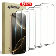 5-pack tempered glass screen protector for iPhone 11/12/13/14/15/16 series.
