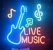 Live Music Guitar Musical Notes 20"x16" Neon Light Sign Lamp Bar Open Club Pub