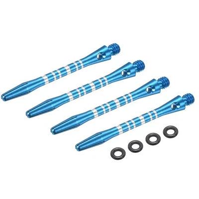 4Pcs 2BA Medium Aluminum Dart Shafts for Steel Tip with Rubber Rings, 45mm Blue