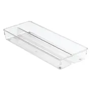 iDesign Linus 38.1x15.2cm Twin Kitchen Drawer Organiser Home Storage Tray Clear