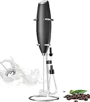 YBVABE Milk Frother Handheld Double Spiral & Whisk & Stainless Steel Frother Stand | Unique Detachable Coffee Stirrer with High Powered Improved Motor for Milk Foam, Dessert Puree Sauces