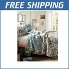Sydney Reversible Cotton Quilt Set - Charming Floral Leaf Design in Full/Queen