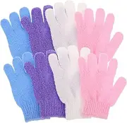 SOESFOUFU 4 Pairs Of Back Scrubber: Deep Exfoliating Bath Gloves Exfoliating Glove - Five-finger Nylon Body Scrubber For Massage Shower Spa