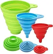 Funnels for Filling Bottles - Kitchen Funnel, Funnels for Kitchen Use, Food Grade Silicone Collapsible Funnel, Liquid, Powder Transfer (3 Pack)