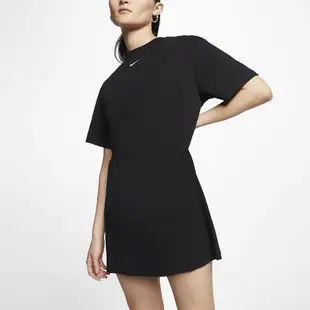 Nike 洋裝 NSW Essential Dress 黑 白 女款 長版T恤 運動休閒 【ACS】CJ2243-010