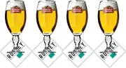 Roxley | Stella Pint Glasses X4 | Lager Beer 56 Cl Size Glass Man Cave | Made in UK + 4 Stella Beer mats