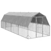 vidaXL Chicken Run with Roof 2.5x8x2.25 m Galvanised Steel walk-in chicken run