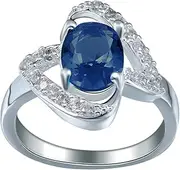 [Bigood] Butterfly Crystal CZ Plated 925 Sterling Silver Wedding Ring Light Blue