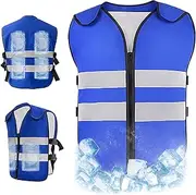 [VVHOOY] Cooling Vest for Men&Women for Hot Weather,with 20 PCS Reusable Ice Packs and Pockets,Cool Jacket for Working,Fishing,Cycling,Running,Cooking,Gardening,Motorcycle in the Heat, Blue, One Size