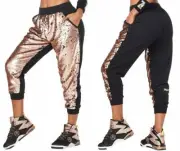 ZUMBA Hip Hop Dance Capri Sweat Pants Rose Gold Sequins - Harrods U.K.Convention