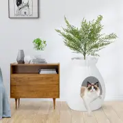 CostwayHidden Cat Litter Box Furniture with Faux Plant for Pet