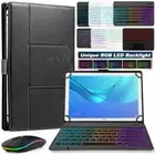 For Samsung Galaxy Tab A9 Plus 11" Tablet Backlit Keyboard PU Leather Case Mouse