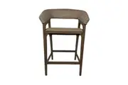 CR Amarest Solid Timber Frame Rattan Counter Stool - Smoke Grey Wash on weave with Sorel Brown on wood