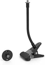 Ring Indoor Cam (2nd Gen) & Pan-Tilt Indoor Cam Clip Mount | 15cm Adjustable Metal Arm | Secure Clamp for 2-Inch Surfaces | Black/White Options (Black)