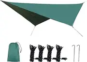 Fly Te Tarp Sail Canopy Rain Fly Sun Shade Camping Shelter with Pegs Rope Storage Bag for Patio Garden Backyard Activities 10.5 x 8.2 FT Army Green