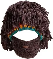 KiRYu Wig Beard Hats Handmade Knit Warm Winter Caps Ski Funny Mask Beanie for Men Women