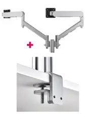 Atdec AWMS-2-D13 Dual 690mm Dynamic Monitor Arms + 135mm Post / 8kg Flat and Curved Screens + F Clamp Desk Fixing, Silver AWMS-2-D13-F-S