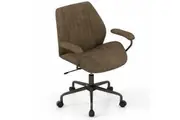 Costway Office Chair Mid Century Modern Swivel Computer Desk Chair w/Padded Arms Olive