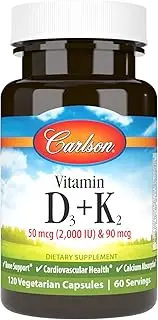 Carlson Labs - Vitamin D3 + K2-120 Capsules