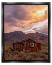 Rural Sunset Countryside Hut Framed Floater Canvas Wall Art by Jeff Poe