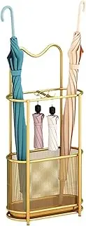 Modern Metal Entryway Umbrella Rack with Geometric Design, Wide Rectangular Freestanding Cane Umbrella Holder with Shelf for Small Umbrellas and Bottom Drip Catch Tray,B