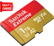 Extreme 1TB MicroSDXC Card V30 U3 A2 UHS-I 160MBs Read 90MBs Write SD Adapter