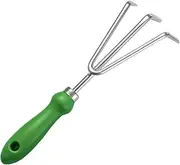 Hand Rake Garden Tool, Hand Rake, 10.6x3.5 Inch Stainless Steel Small Garden with Plastic Handle, for Gardening, Weeding, Transplanting and Digging