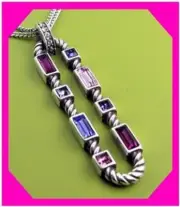 BRIGHTON MODERNA Purple Pink Crystal Convertible NECKLACE NWtag $78 40%OFF