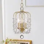 Small Gold Crystal Chandelier, 3-Light Modern Mini Crystal Pendant Light with 36
