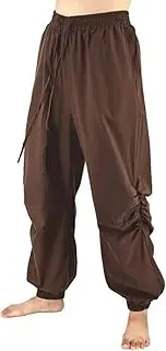 [HanzhuoLG] Lässige HaremsYogahose Für Herren, Einfarbig, Elastische Taille, Kordelzug, Lose Strandhose Brown M