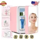 Compact 4L Skincare Mini Fridge with Touch Screen LED Mirror for Beauty Lovers