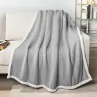 Sherpa Fleece Throw Blanket for Couch, Light Grey, Plush Soft Fuzzy Sofa Blan...