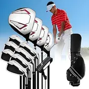 Golf Clubs Complete Set, 12Piece Golf Mens Right Hand Club Set,Wooden Pole 1/3/5/4H,Irons 5/6/7/8/9/P/S,and Putter, with Golf Bag,for Men Golfers Outdoor Sports Carbon Rod