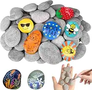 NCOALE Pack of 40 Stones for Painting, Flat, 3-5 cm Pebbles for Painting, Natural Beach Pebbles, Smooth Flat Stones for Crafts, School, Painting, Flower Pots Decoration