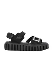 Viv' Go-Thick Trekky Strass Buckle Sandals in Technical Fabric 40 black