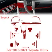 For 2015-2021 Toyota Hilux Full Car Carbon Fiber Kit Interior Trim Red 40Pcs (for: Toyota)
