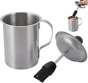 Stainless Steel Basting Pot with Basting Brush, Airtight BBQ Sauce Brush Pot Set with Handle, Heat-Resistant Portable Sauce for Cooking, BBQ Grill AccessoriesBasting