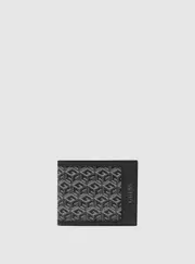 GUESS Men's Grey Printed Slimfold Wallet in Black