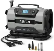 Tire Inflator Air Compressor 150PSI 12V/110V Dual Motors LED Light for Car/Bike