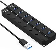 Seven Port Expander USB Additional Ports for Laptop USB Multiple Port USB Port Hub USB Port Expander 7 Port USB Hub for Laptop Extra USB Ports for Laptops Multi USB Port Abs LIFKICH