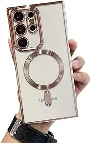 [Doowear] Galaxy Note 20 Ultra Case Magnetic [Support Magsafe Charger] Wireless Anti-Scratch Shockproof Plated Clear Full Camera Protection Phone Cover Case for Samsung Galaxy Note 20 Ultra-Rose Gold