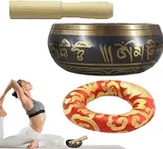 Tibetan Singing Bowl | Copper Prayer Pot Hand Percussion Instruments | Hand-Tuned Bowl Compact Sound Bath Instruments for Desk Bookshelf Display Stand