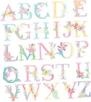 jojofuny 26pcs Embroidered Flower Letter Patches Iron Sew Letters for DIY Clothing Decoration Elegant Repair Patches for Bags Hats and More