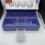 7 Crystal Rocks Glasses Cristal D'Arques Paris Longchamp Unused in Box 24% Pb