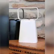 Large White Finish Brass Cowbell~ handle is plenty large enough for even a glove