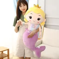 在飛比找Yahoo!奇摩拍賣優惠-熱銷新款 Q版美人魚抱枕玩偶可愛床上毛絨玩具公主兒童女孩公仔