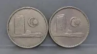 在飛比找Yahoo!奇摩拍賣優惠-幣1022 馬來西亞1971.85年50錢硬幣 共2枚